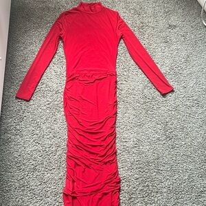 Red maxi fitted boutique dress